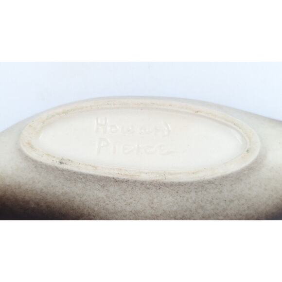 Howard Pierce Console Bowl Pottery Dish Brown Ombré Speckled Mid Century 13” - Picture 8 of 12